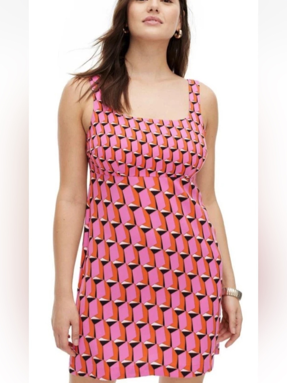 Diane Von Furstenberg for Target '90s Shift Modern Geo Mini Dress Size 16 Pink